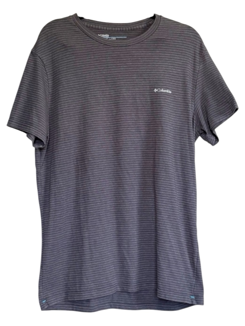 COLUMBIA Mens Stretch Short Sleeve Outdoor Hiking T Shirt Navy Blue Large - Picture 1 of 6